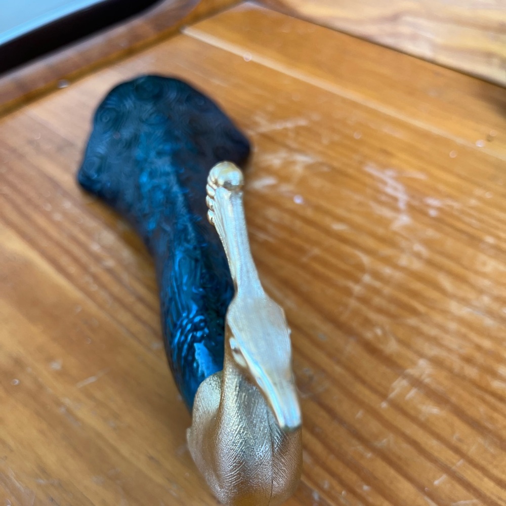 Vintage Avon Bottle Peacock Blue and Gold Colors. Bottle half Full - Picture 2 of 7